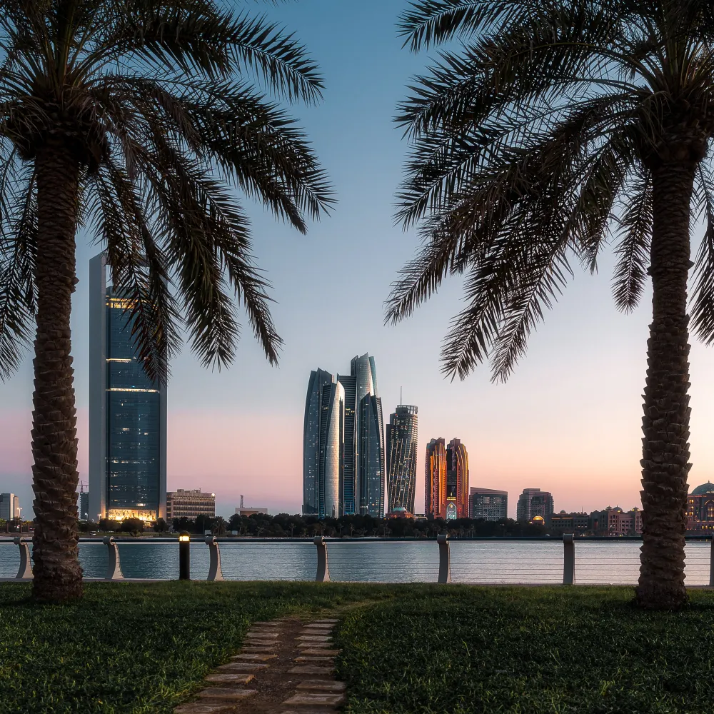 Abu Dhabi skyline with Etihad Towers