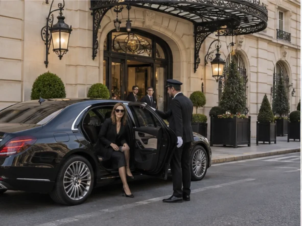 Luxury hotel arrival in Paris