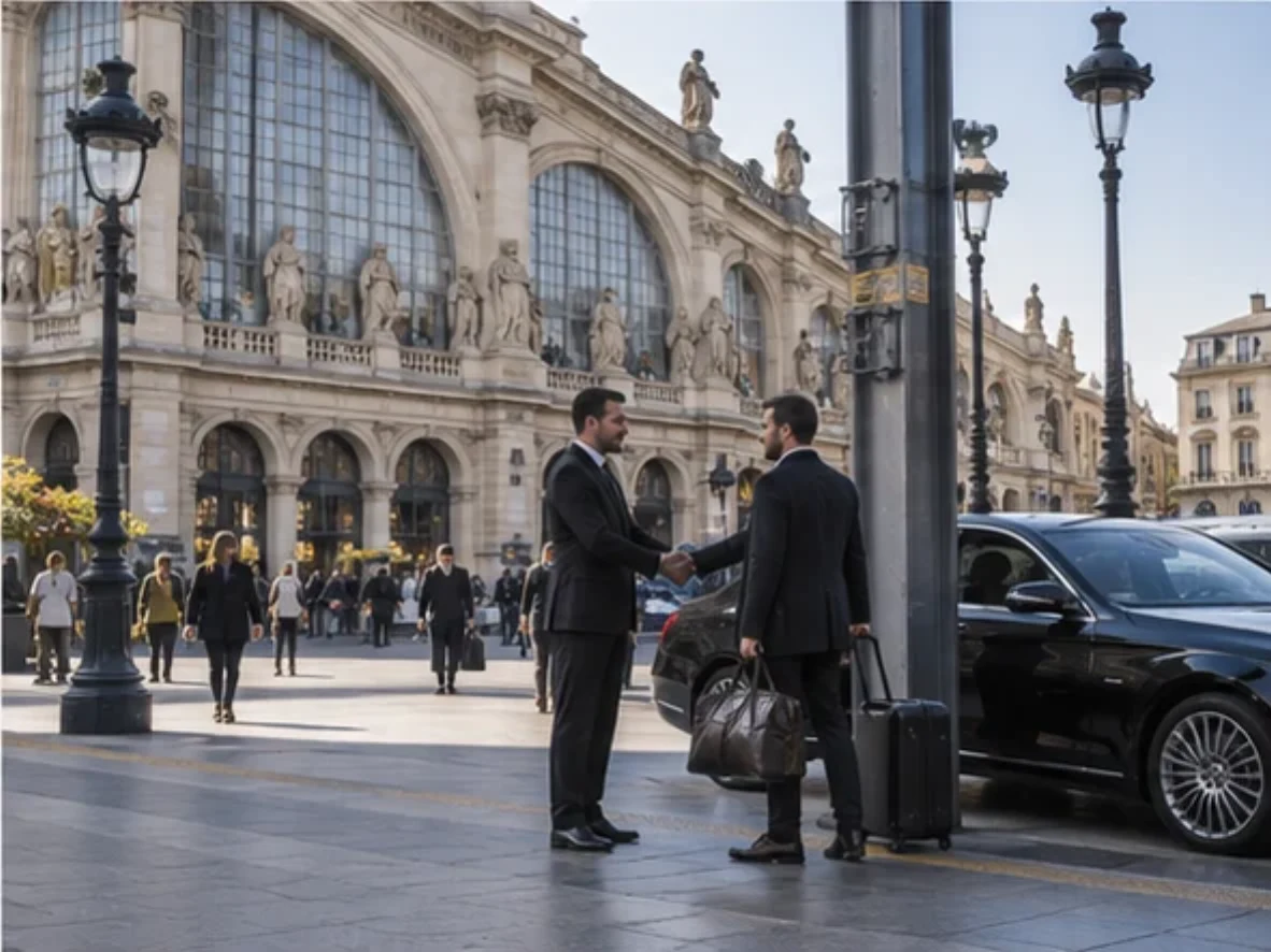 Private chauffeur pickup in central Paris