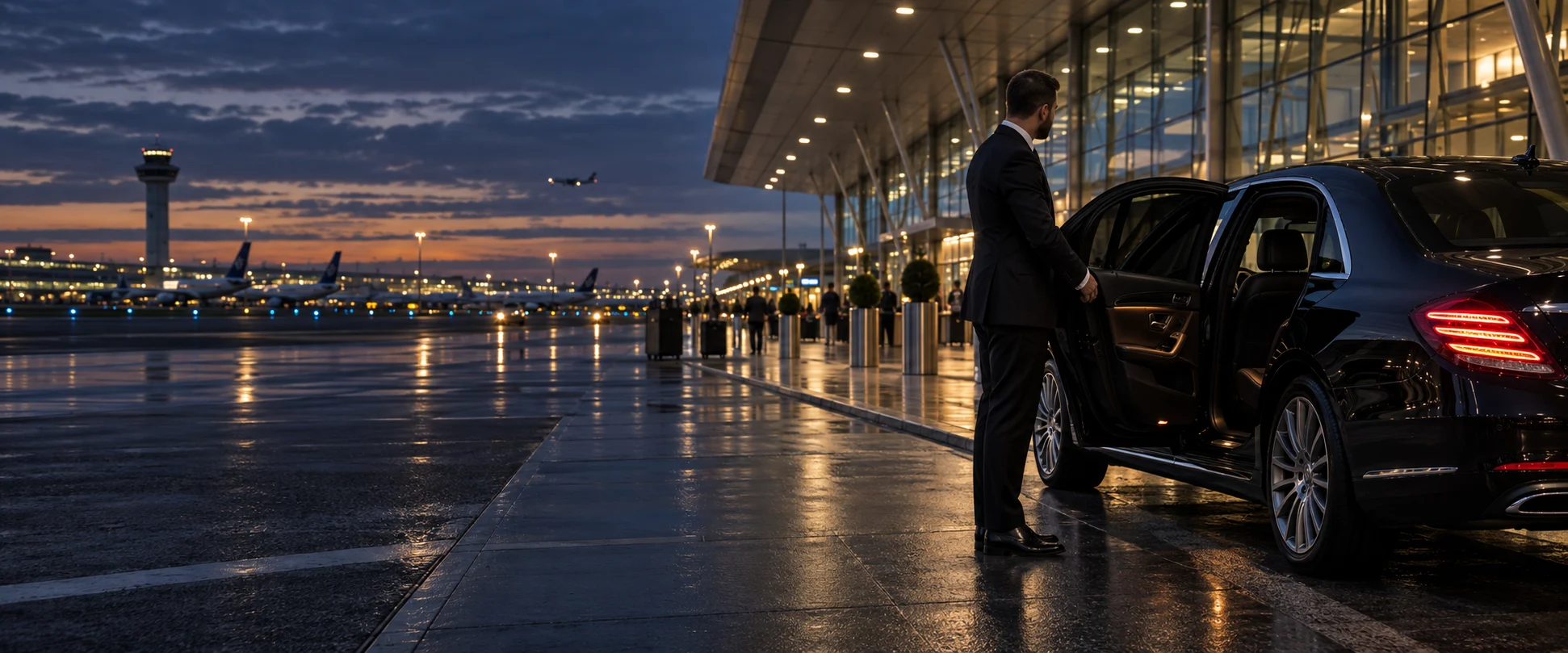 Private chauffeur prepared outside London Heathrow Airport