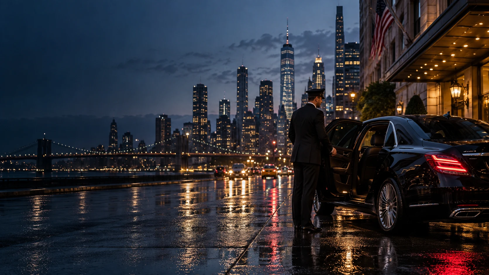 Private chauffeur travel through Manhattan
